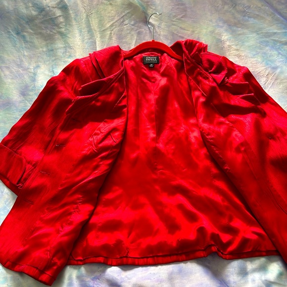 Never worn Bright red, raw silk look Jacket. - Picture 6 of 6